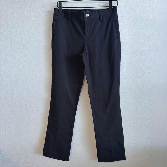LAUREN RALPH LAUREN Green Label Black Straight Leg Trouser Pants Womens 4 Petite - Picture 2 of 4